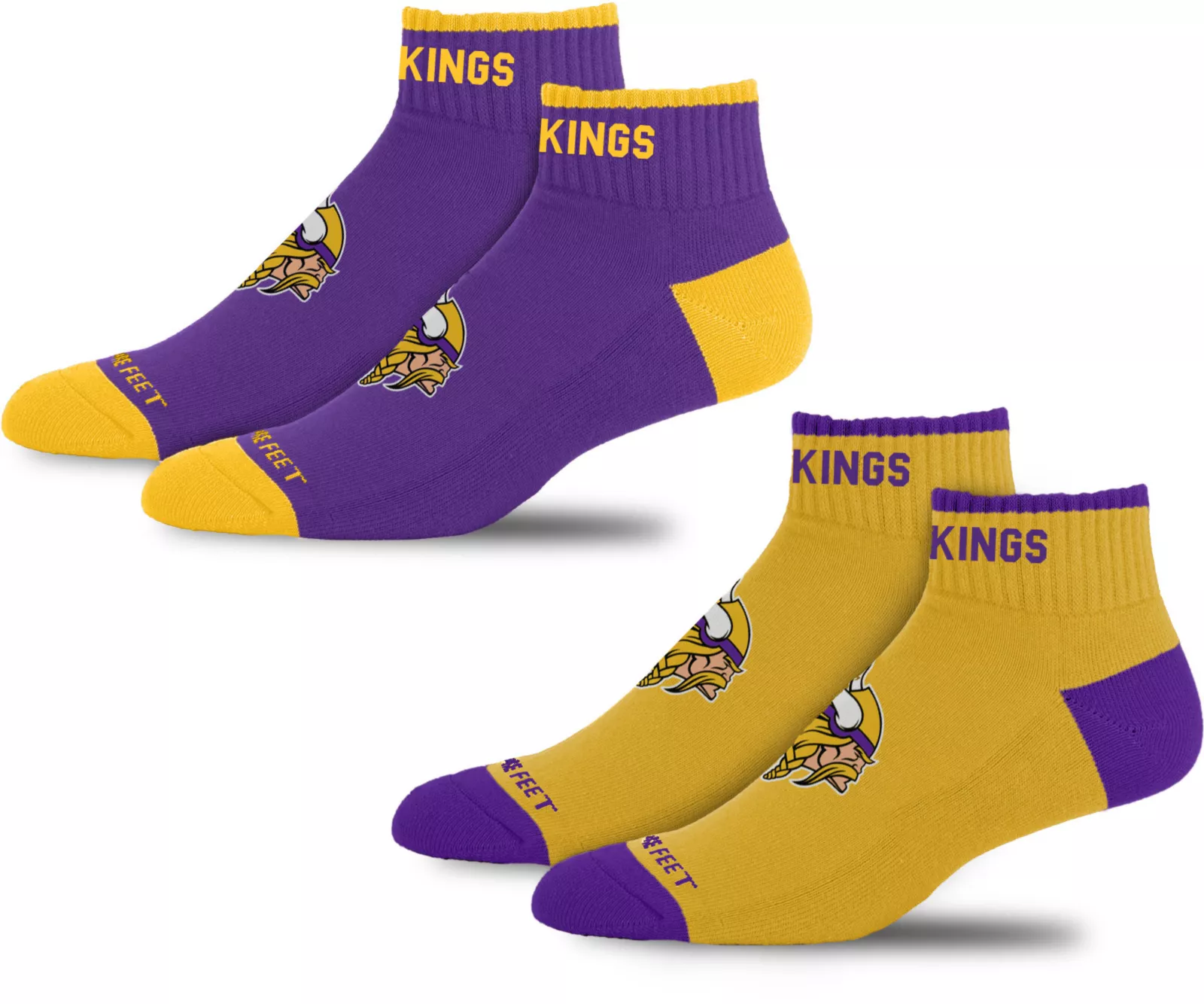 For Bare Feet Adult Minnesota Vikings Front & Center 2 Pack Socks 1 For Bare Feet Adult Minnesota Vikings Front & Center 2 Pack Socks