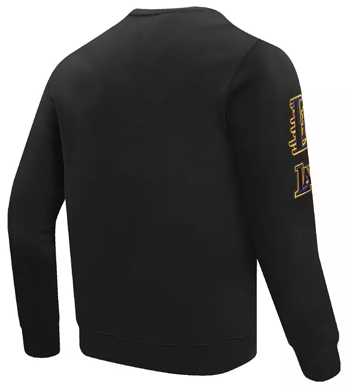 Pro Standard Men's Los Angeles Lakers Black Old English Fleece Crewneck Sweatshirt 2 Pro Standard Men's Los Angeles Lakers Black Old English Fleece Crewneck Sweatshirt