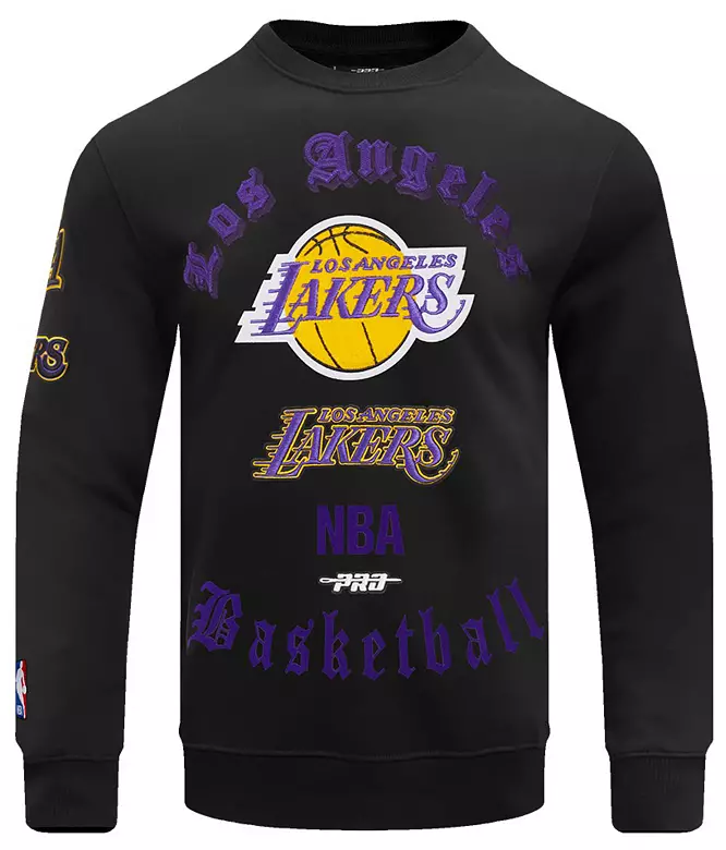 Pro Standard Men's Los Angeles Lakers Black Old English Fleece Crewneck Sweatshirt 3 Pro Standard Men's Los Angeles Lakers Black Old English Fleece Crewneck Sweatshirt