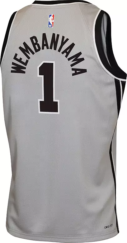 Jordan Youth San Antonio Spurs Victor Wembanyama #1 Grey Swingman Statement Jersey 3 Jordan Youth San Antonio Spurs Victor Wembanyama #1 Grey Swingman Statement Jersey