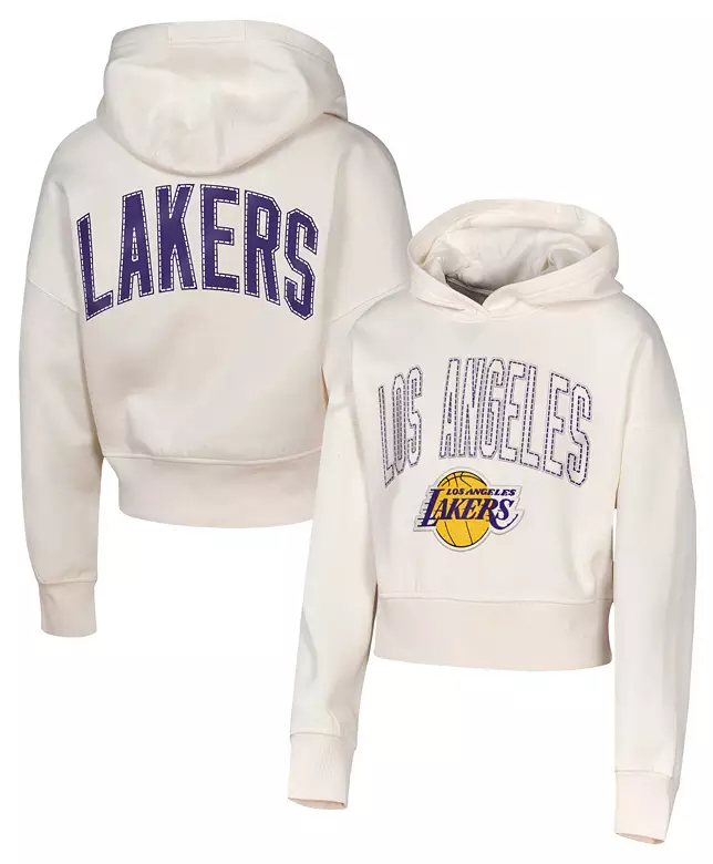 NBA Girls' Los Angeles Lakers Natural Graphic Franchise Cropped Hoodie