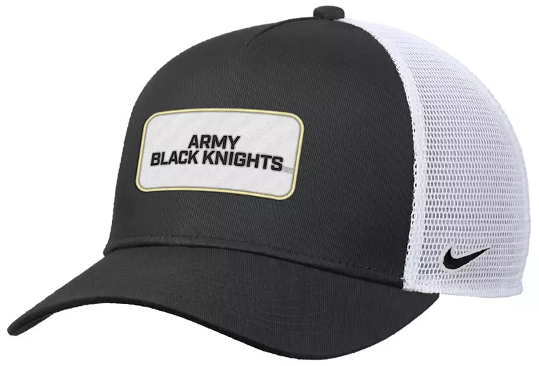Nike Adult Army West Point Black Knights Black Rise Twill Patch Trucker Hat