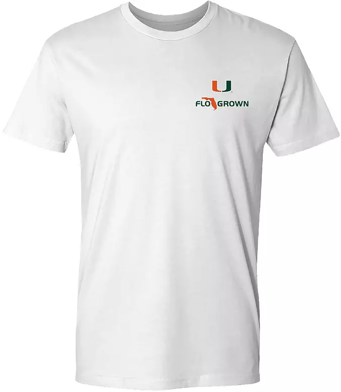 FloGrown Men's Miami Hurricanes White Defend Til The End Short Sleeve T-Shirt
