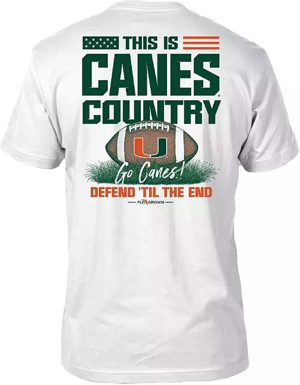FloGrown Men's Miami Hurricanes White Defend Til The End Short Sleeve T-Shirt