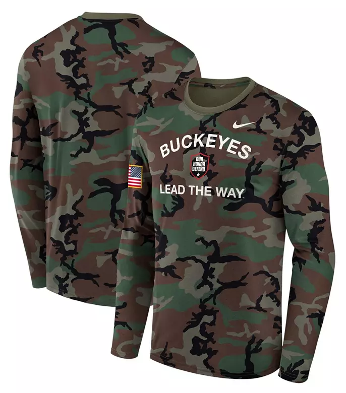 Nike Men's Ohio State Buckeyes Medium Olive 2025 Military Appreciation Long Sleeve Shirt
