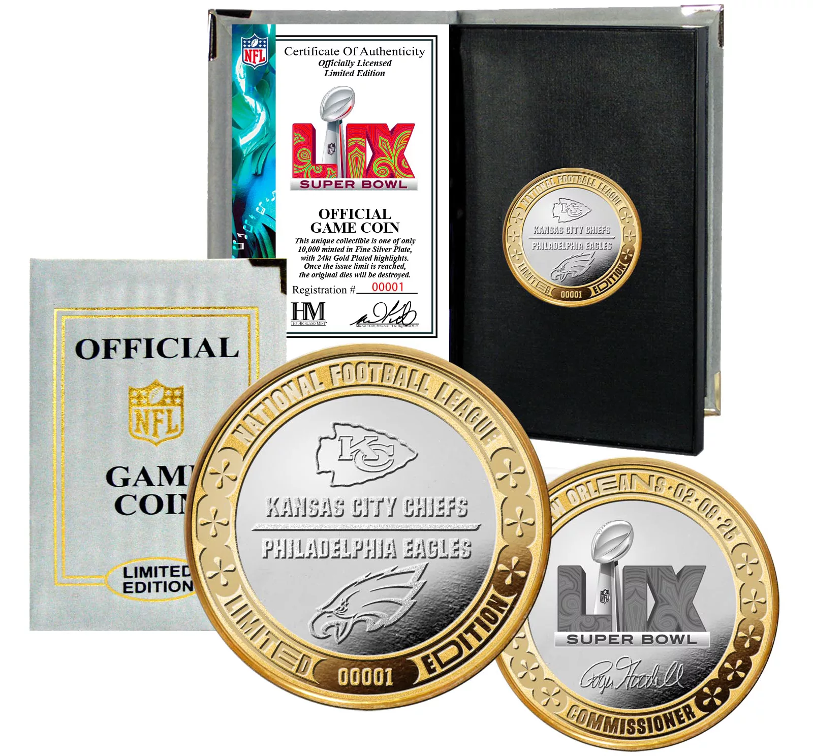 Highland Mint 2024-25 Super Bowl LIX NFL Match Up Coin 1 Highland Mint 2024-25 Super Bowl LIX NFL Match Up Coin