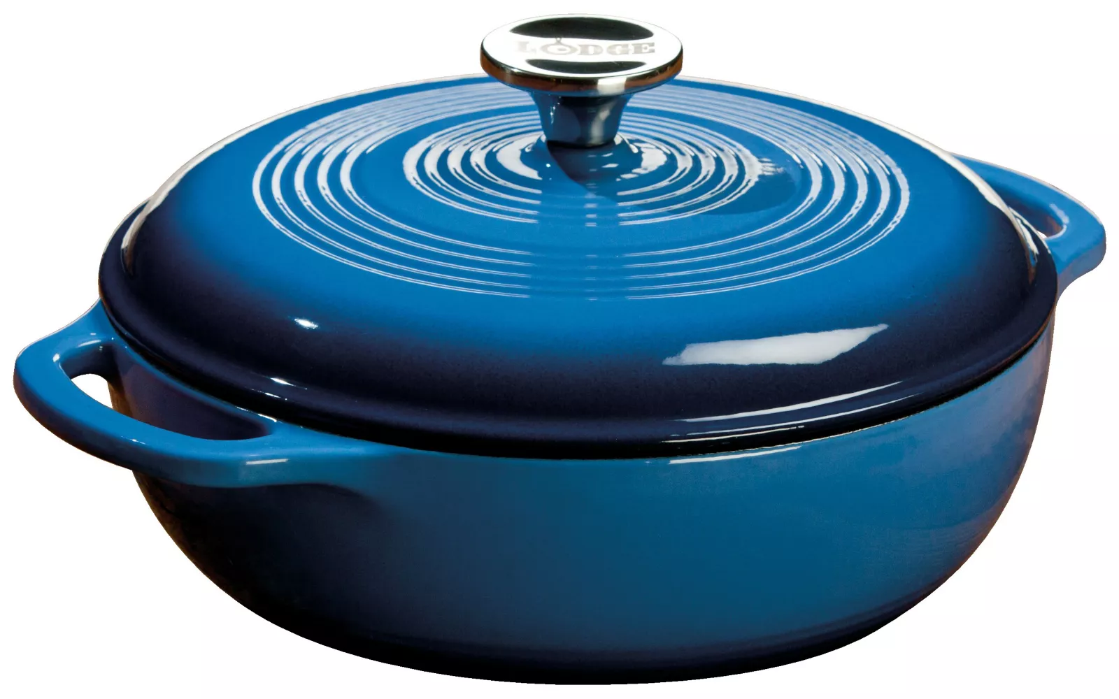 Lodge 3 Quart Blue Enameled Cast Iron Dutch Oven 1 Lodge 3 Quart Blue Enameled Cast Iron Dutch Oven