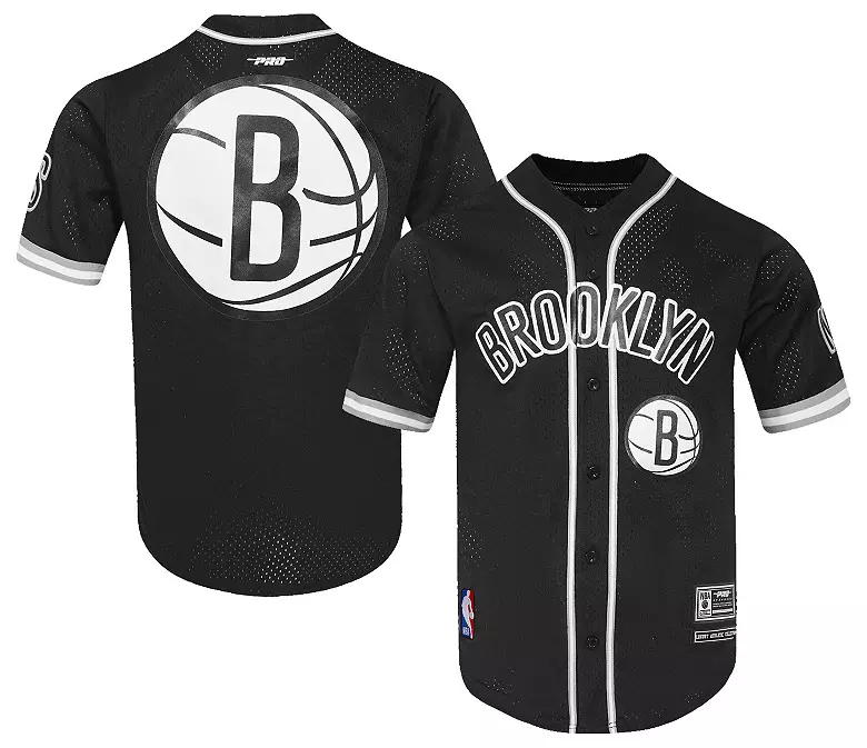 Pro Standard Men's Brooklyn Nets Black Classic Mesh Button Down Shirt