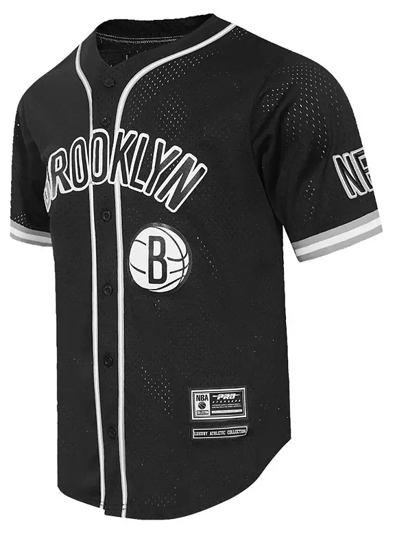 Pro Standard Men's Brooklyn Nets Black Classic Mesh Button Down Shirt