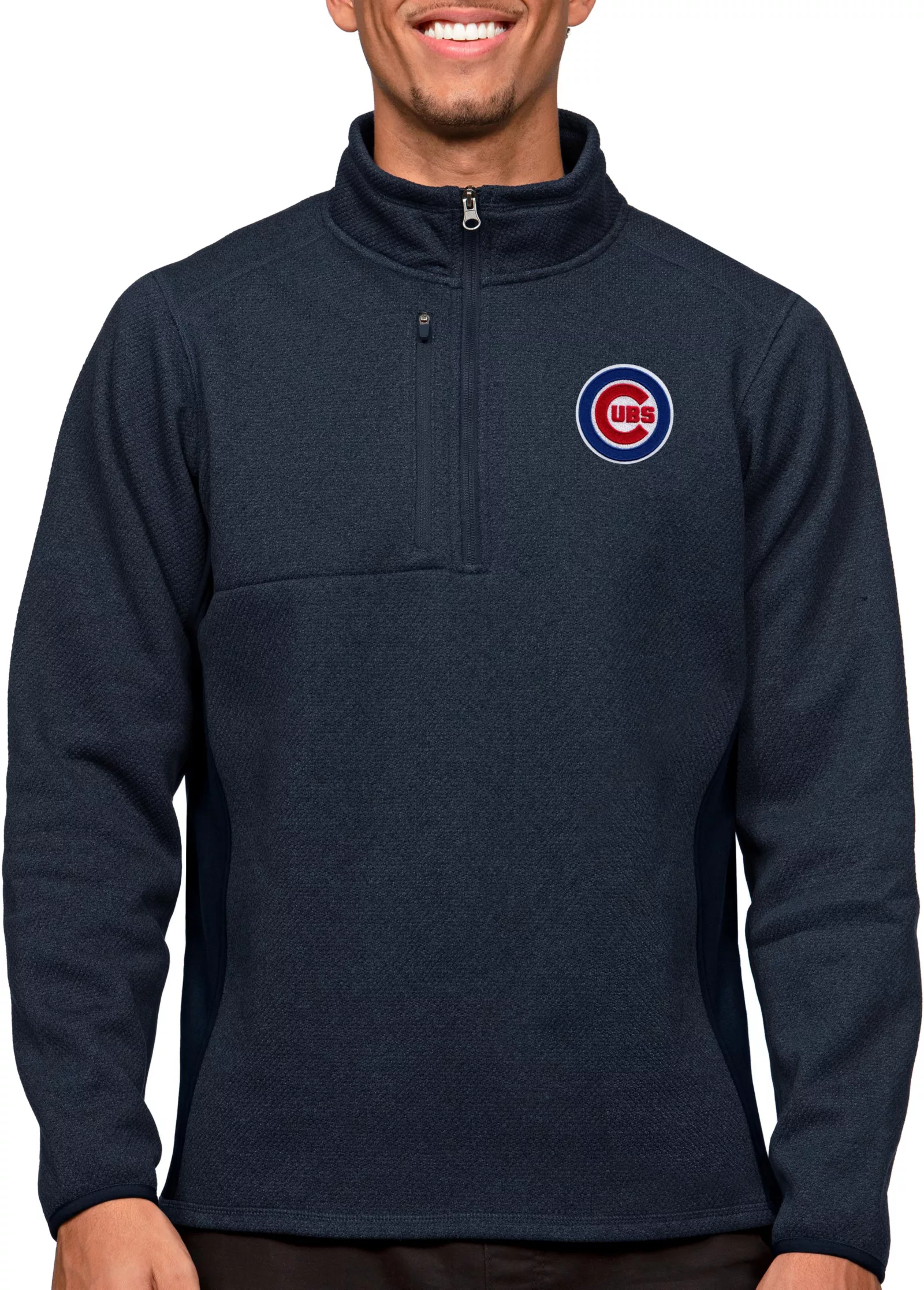 Antigua Men's Chicago Cubs Navy 1/4 Zip Course Pullover