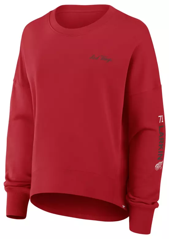 NHL Women's Detroit Red Wings Dylan Larkin #71 Red Script Crewneck Sweatshirt