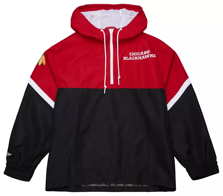Mitchell & Ness Men's Chicago Blackhawks Black Anorak Windbreaker Jacket