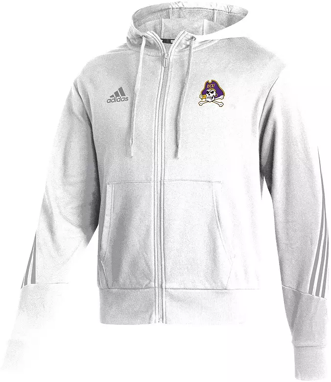 adidas Men's East Carolina Pirates White Fashion Full Zip Hoodie 1 adidas Men's East Carolina Pirates White Fashion Full Zip Hoodie