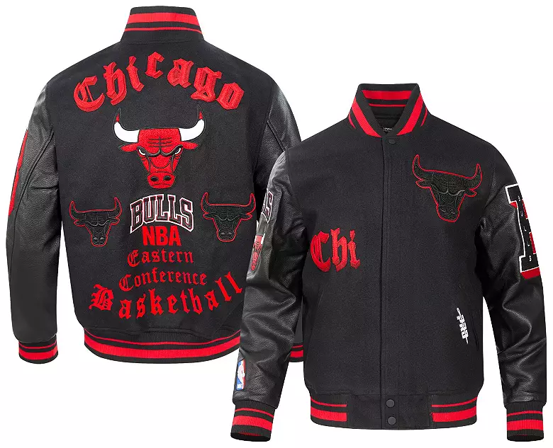 Pro Standard Men's Chicago Bulls Black Old English Rib Wool Varsity Jacket