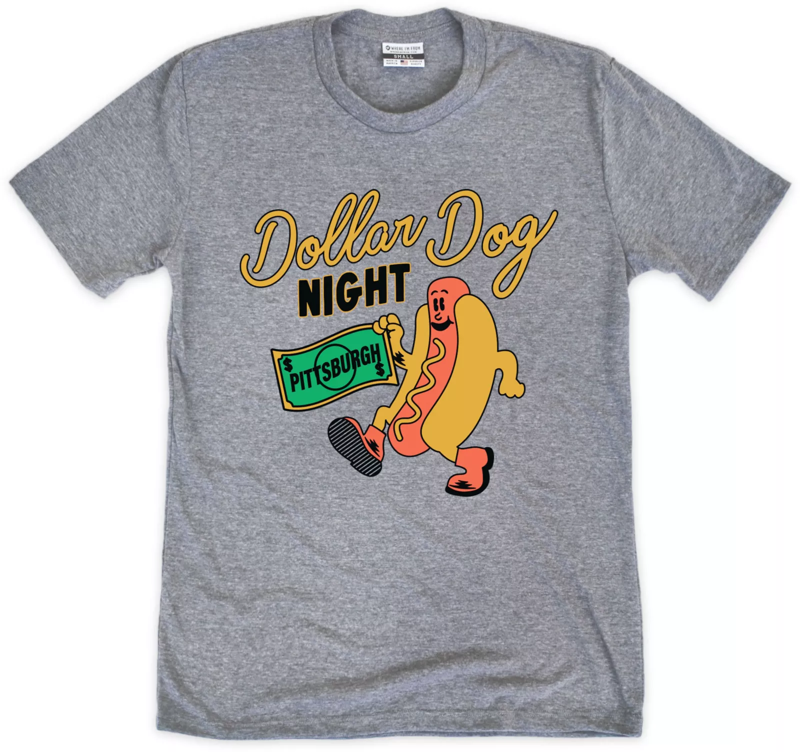 Where I'm From Men's Pittsburgh Grey 'Dollar Dog' T-Shirt 1 Where I'm From Men's Pittsburgh Grey 'Dollar Dog' T-Shirt