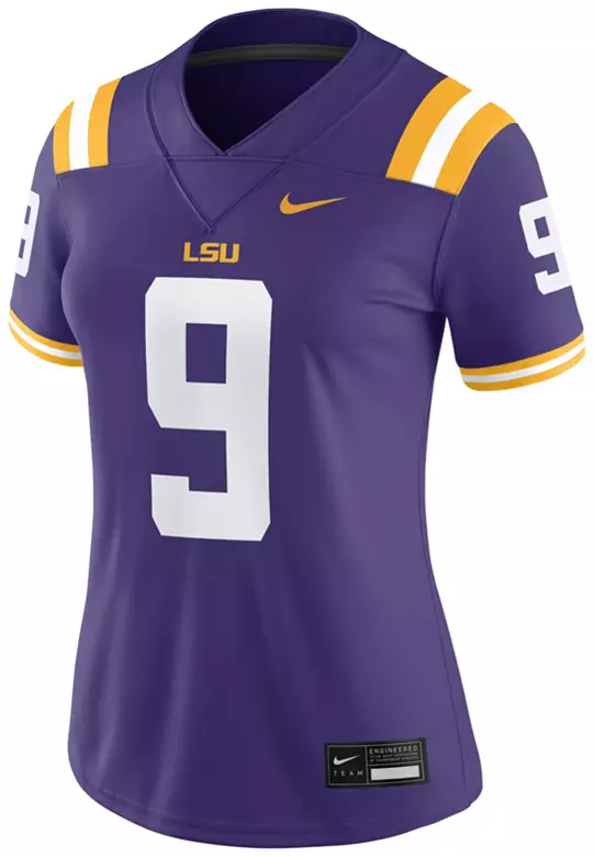 Nike Women's LSU Tigers Joe Burreaux #9 Purple Replica Football Jersey 2 Nike Women's LSU Tigers Joe Burreaux #9 Purple Replica Football Jersey