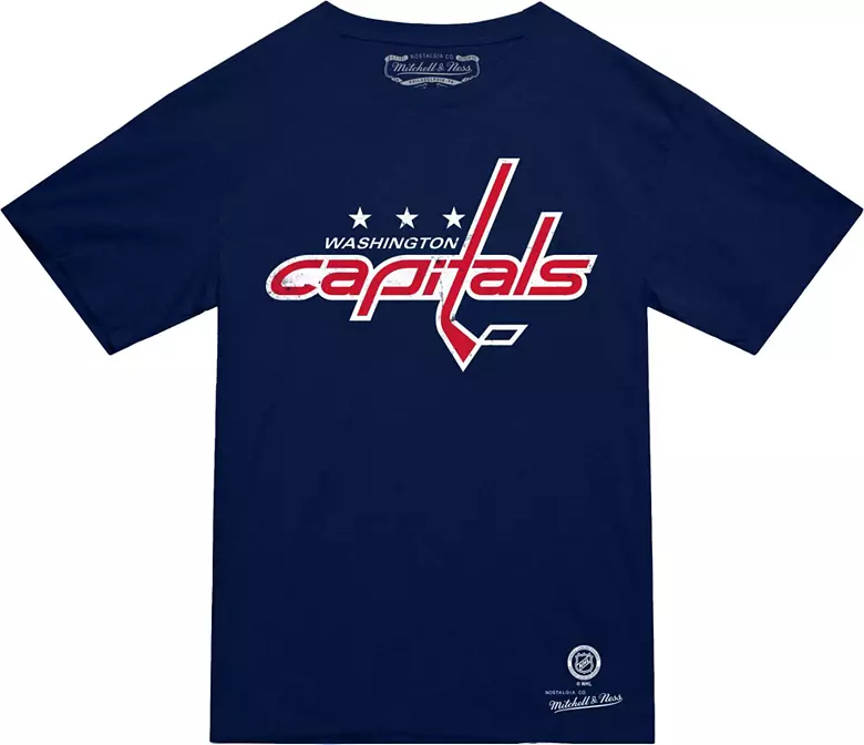 Mitchell & Ness Men's Washington Capitals Navy Logo T-Shirt 1 Mitchell & Ness Men's Washington Capitals Navy Logo T-Shirt