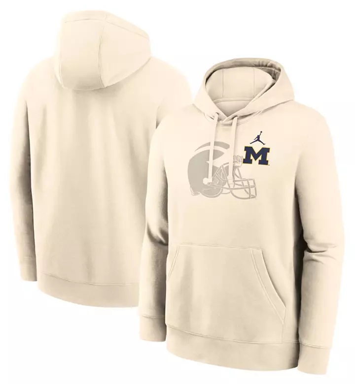 Nike Men's Michigan Wolverines Natural Shadow Club Fleece Pullover Hoodie 3 Nike Men's Michigan Wolverines Natural Shadow Club Fleece Pullover Hoodie