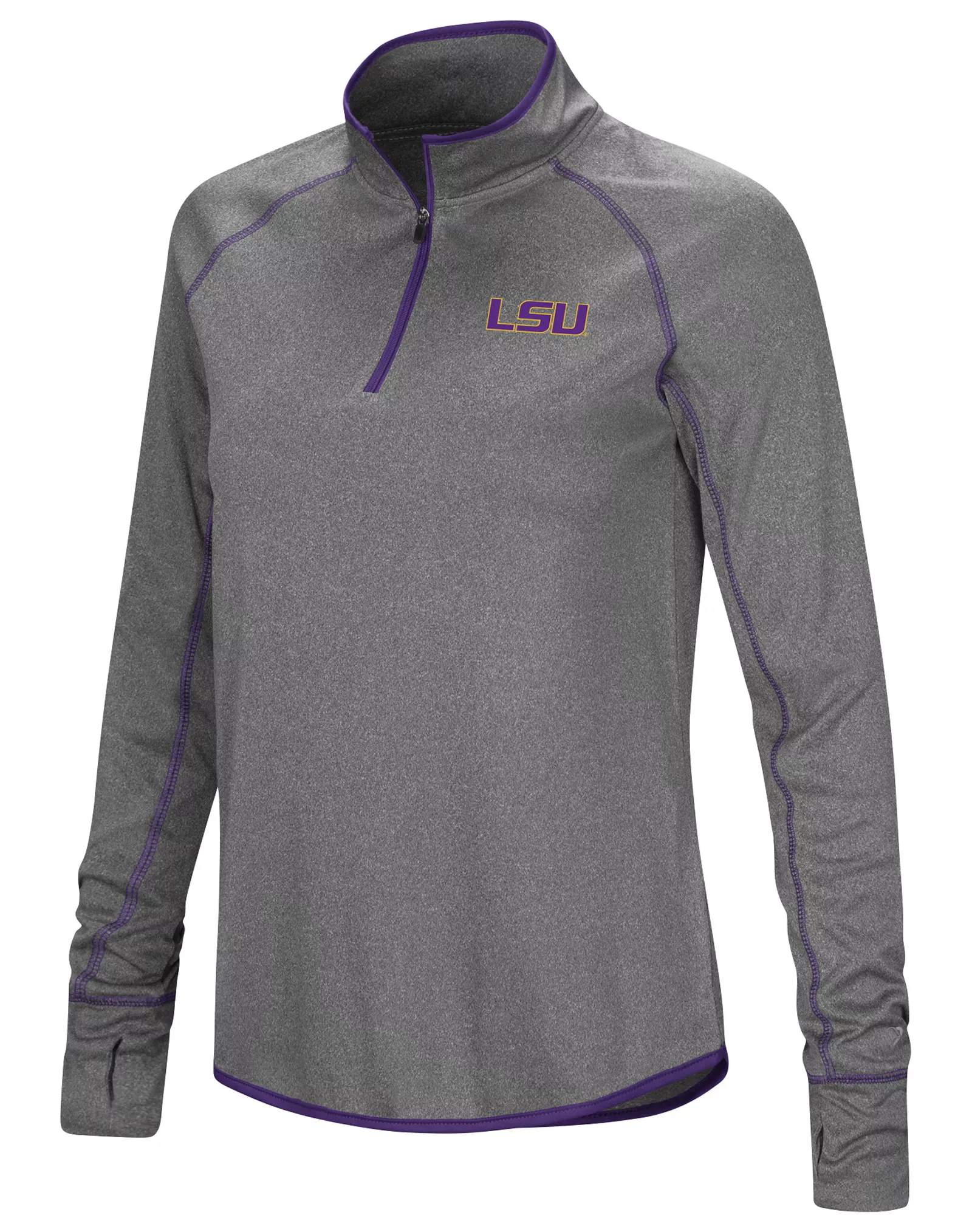 Colosseum Women's LSU Tigers Heather Charcoal 1/4 Zip Pullover
