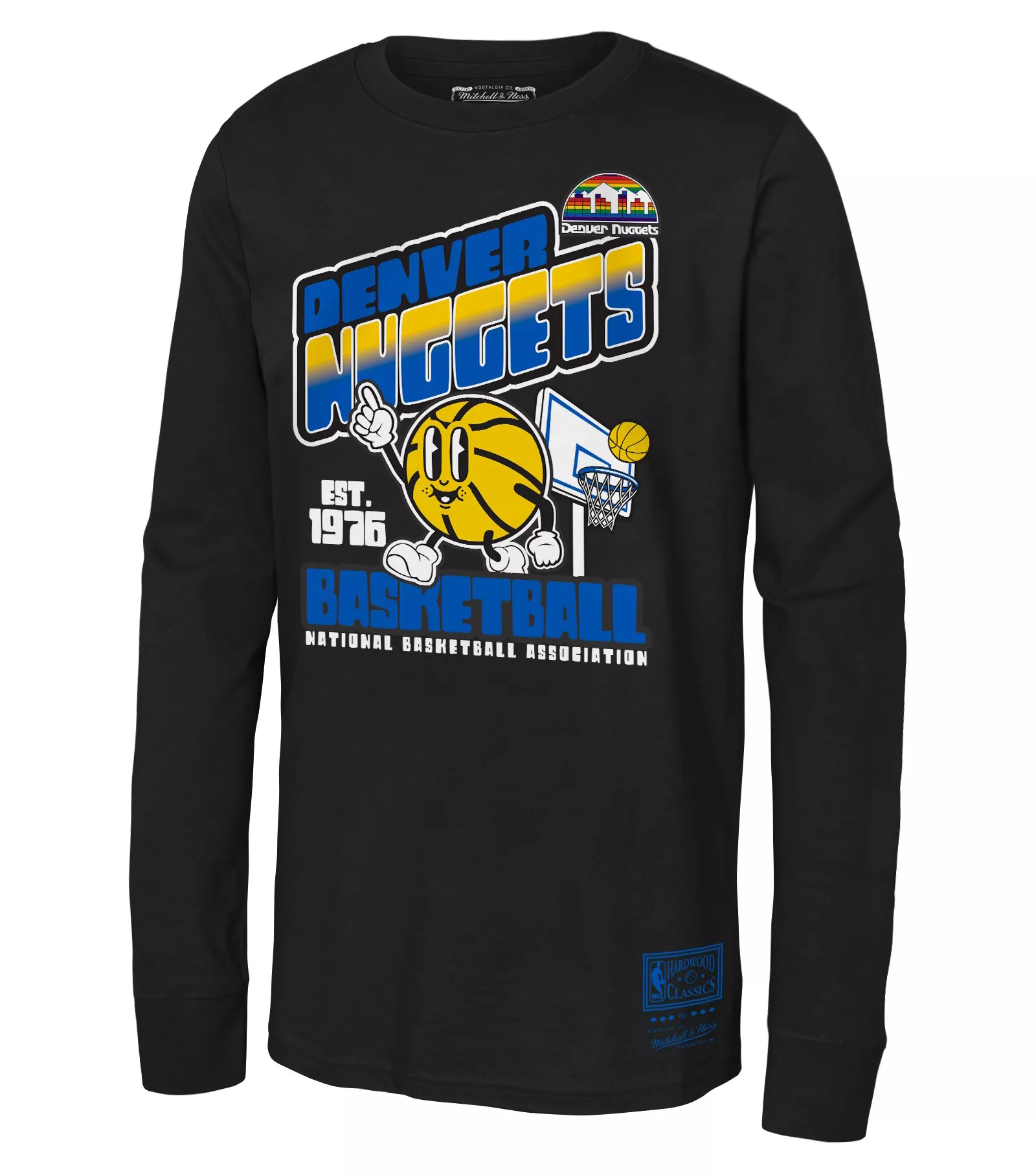 Mitchell & Ness Youth Denver Nuggets Black Throwback Long Sleeve T-Shirt