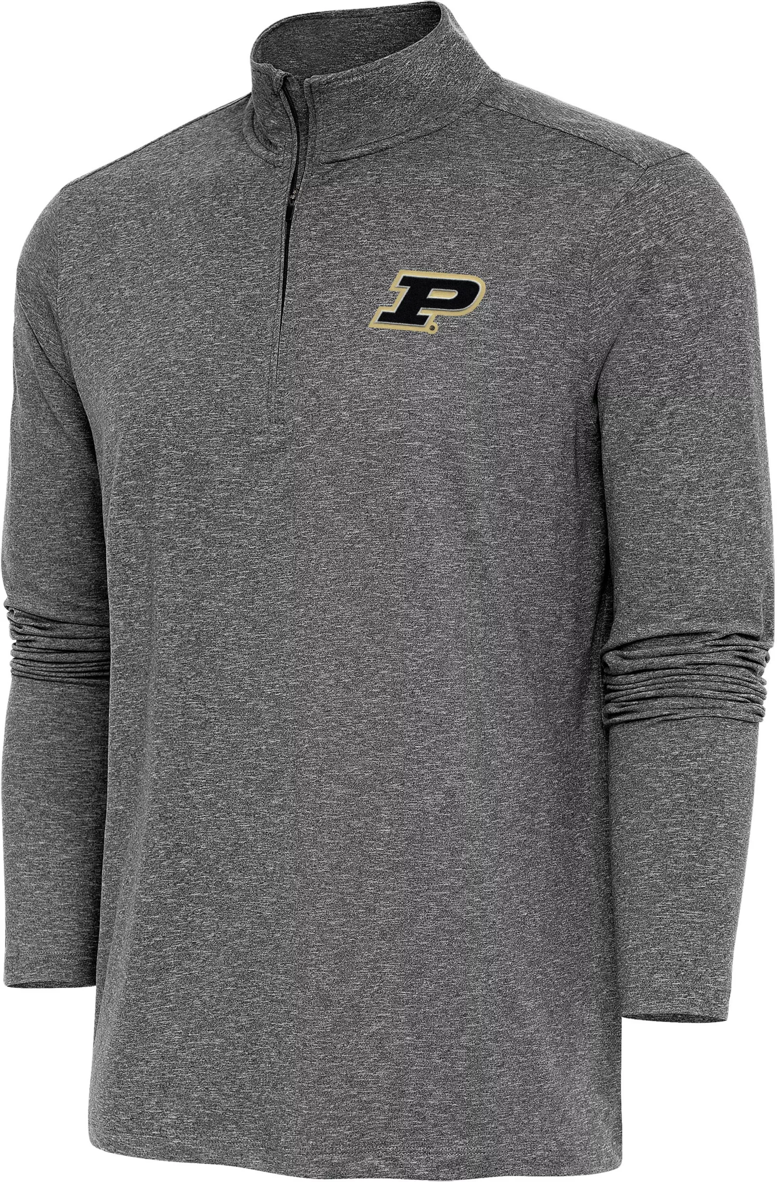 Antigua Men's Purdue Boilermakers Black Hunk 1/4 Zip Pullover