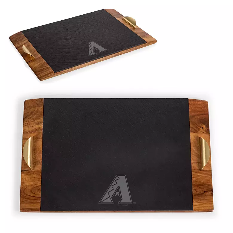 Picnic Time Arizona Diamondbacks Acacia and Covina Slate Serving Tray 3 Picnic Time Arizona Diamondbacks Acacia and Covina Slate Serving Tray