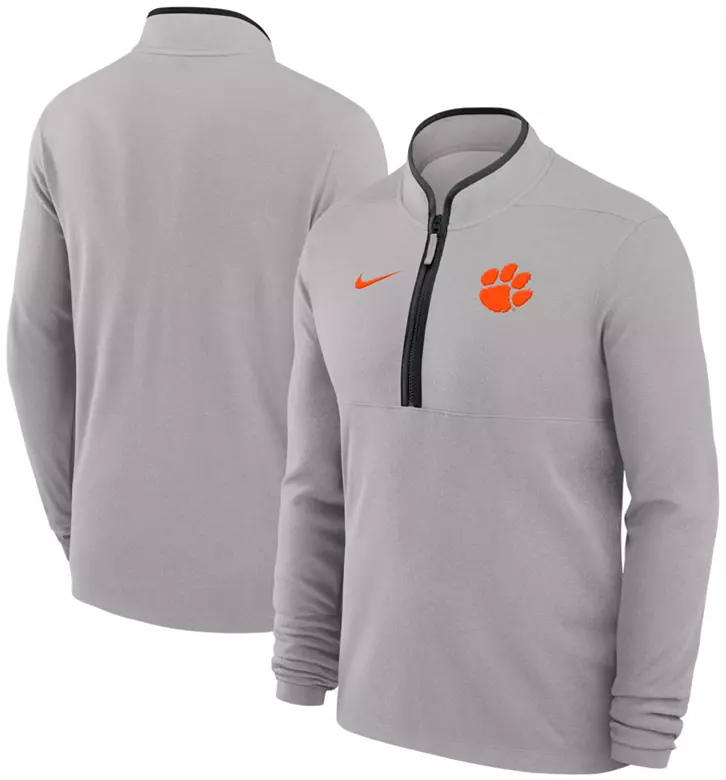 Nike Adult Clemson Tigers Victory Pewter Grey 1/2 Zip Sweater 3 Nike Adult Clemson Tigers Victory Pewter Grey 1/2 Zip Sweater