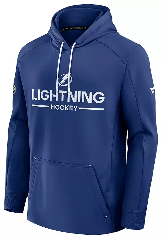 NHL Men's Tampa Bay Lightning Blue Authentic Pro Rink Pullover Hoodie 1 NHL Men's Tampa Bay Lightning Blue Authentic Pro Rink Pullover Hoodie