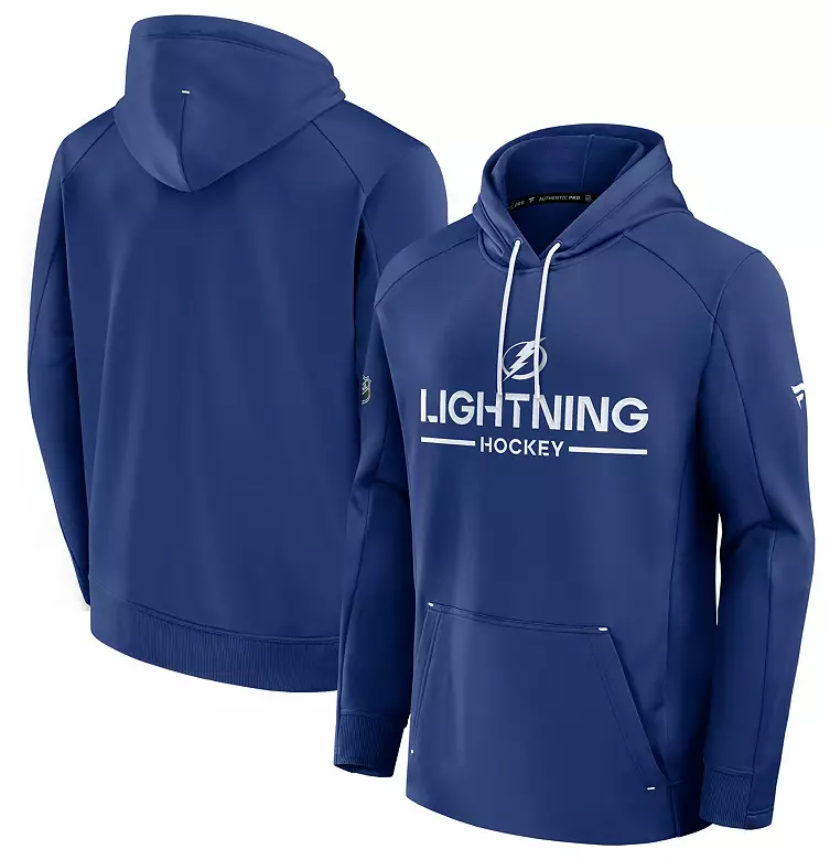 NHL Men's Tampa Bay Lightning Blue Authentic Pro Rink Pullover Hoodie 3 NHL Men's Tampa Bay Lightning Blue Authentic Pro Rink Pullover Hoodie