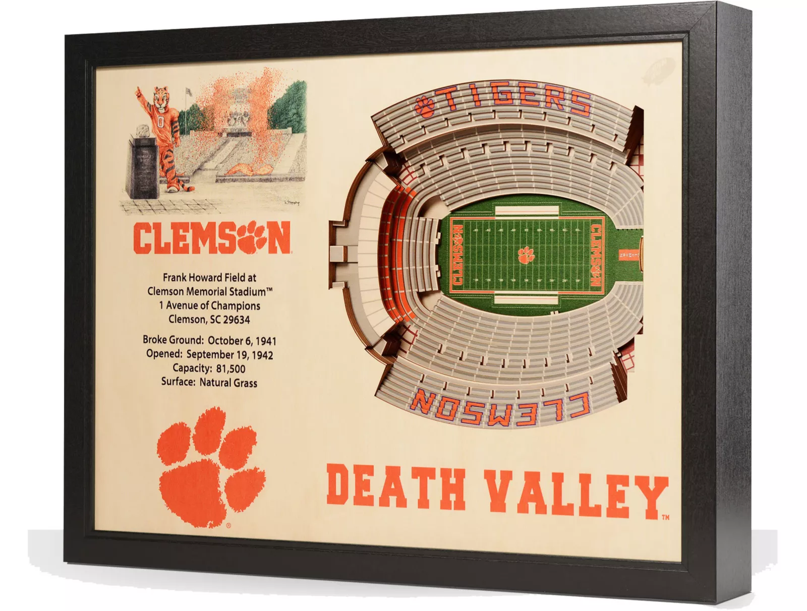 YouTheFan Clemson Tigers 25-Layer StadiumViews 3D Wall Art