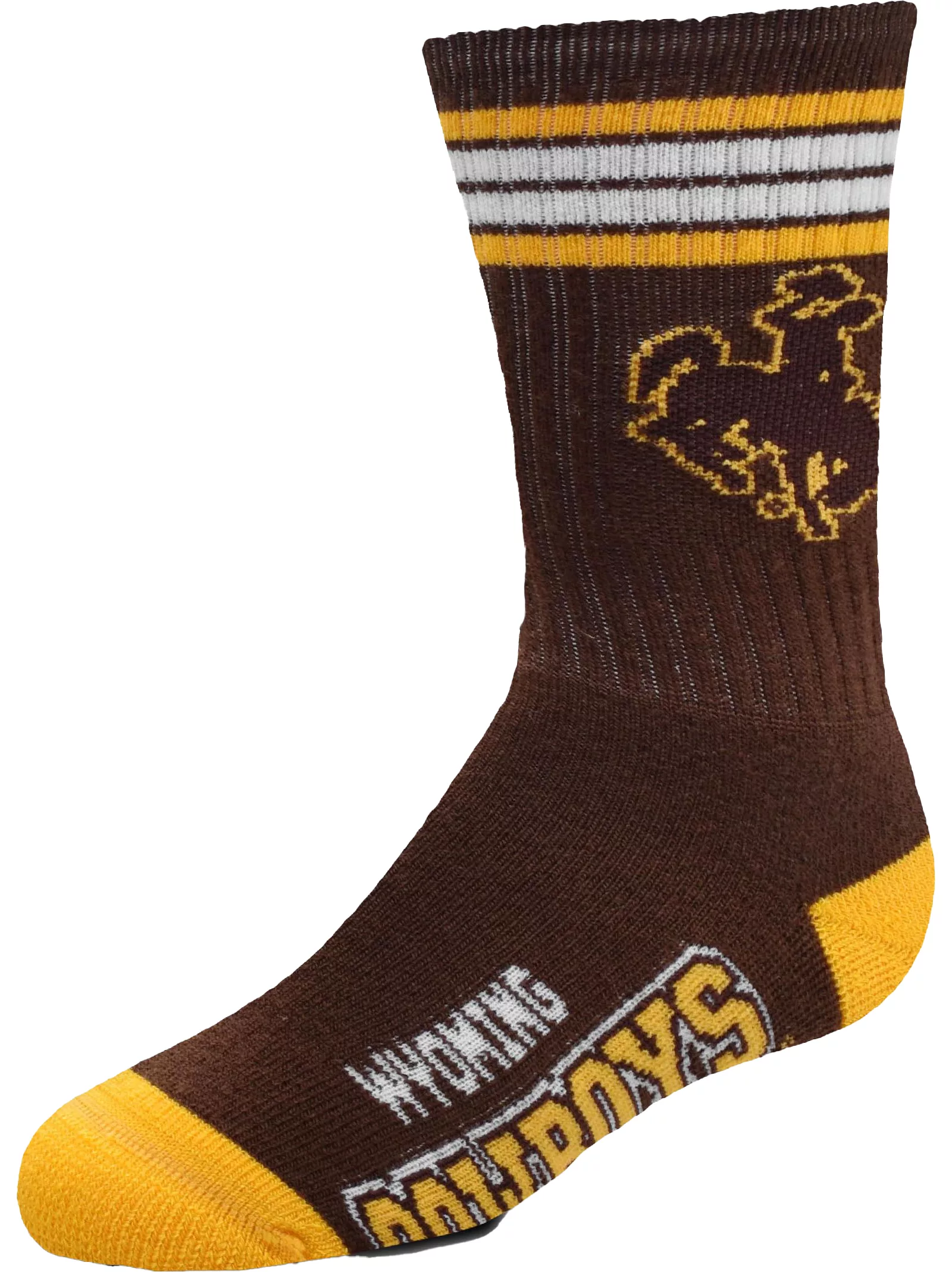 For Bare Feet Youth Wyoming Cowboys 4-Stripe Deuce Socks 1 For Bare Feet Youth Wyoming Cowboys 4-Stripe Deuce Socks