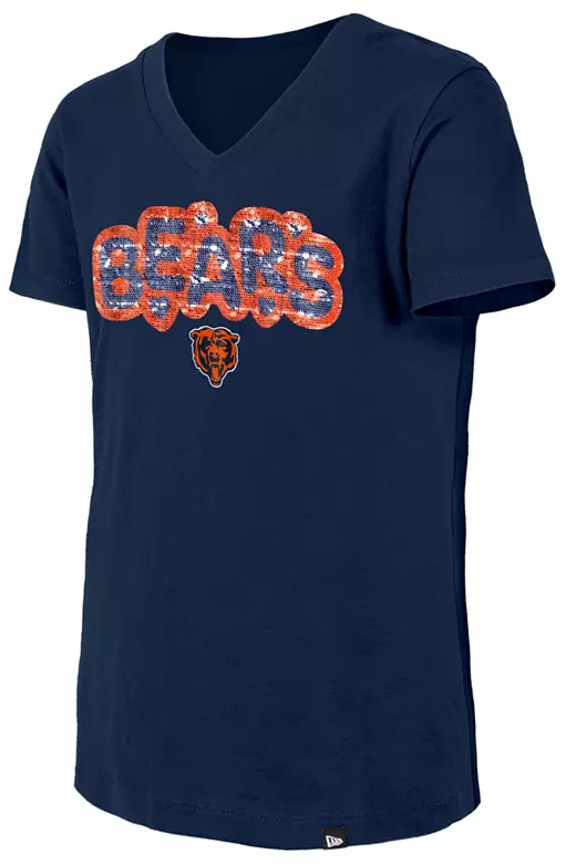 New Era Girls' Chicago Bears Navy Sequin Flip T-Shirt