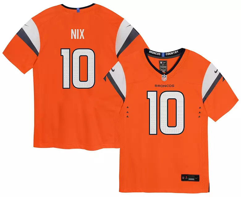 Nike Little Kids' Denver Broncos Bo Nix  #10 Orange Game Jersey