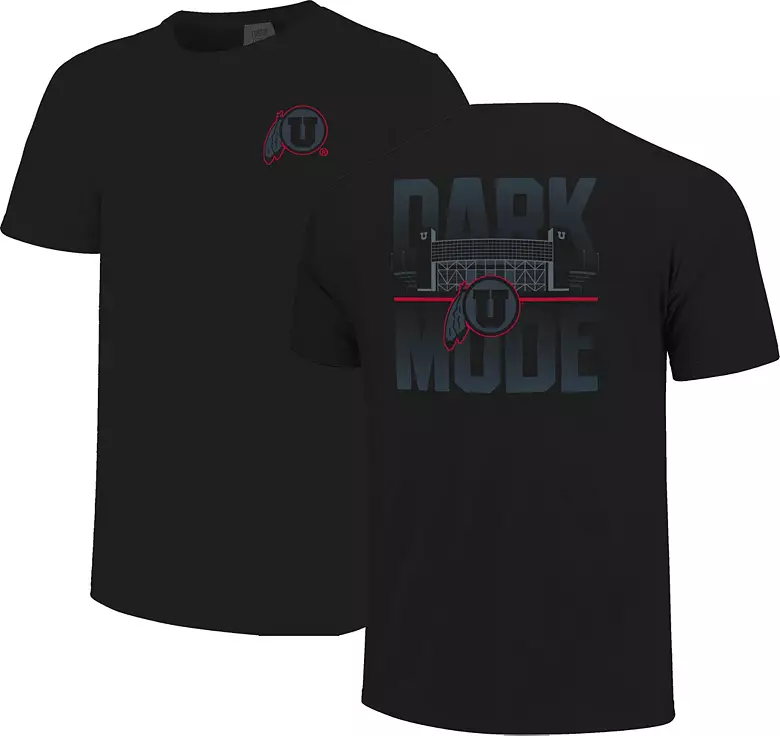 Image One Men's Utah Utes Black Dark Mode Stadium T-Shirt 1 Image One Men's Utah Utes Black Dark Mode Stadium T-Shirt