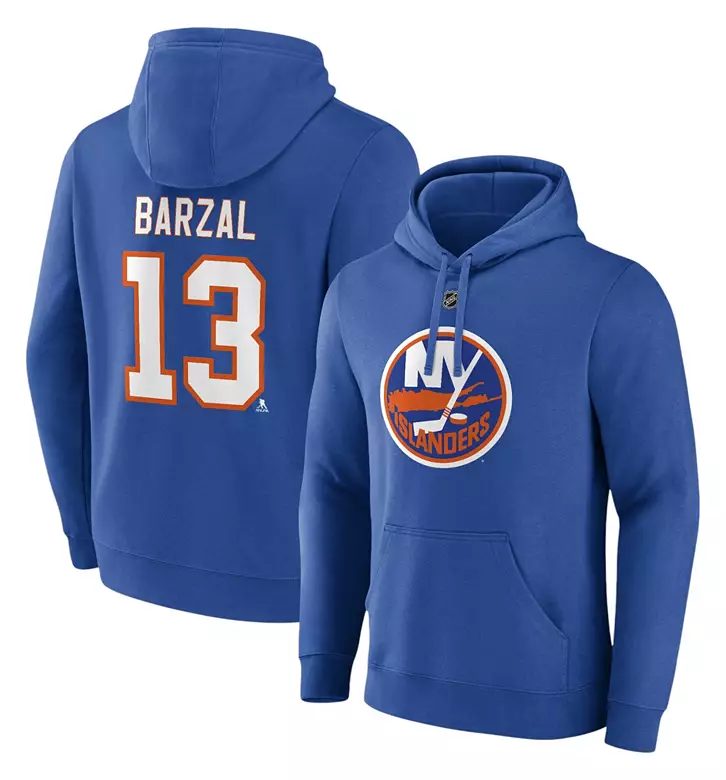NHL Adult New York Islanders Mathew Barzal #13 2024-2025 Blue Pullover Hoodie 1 NHL Adult New York Islanders Mathew Barzal #13 2024-2025 Blue Pullover Hoodie