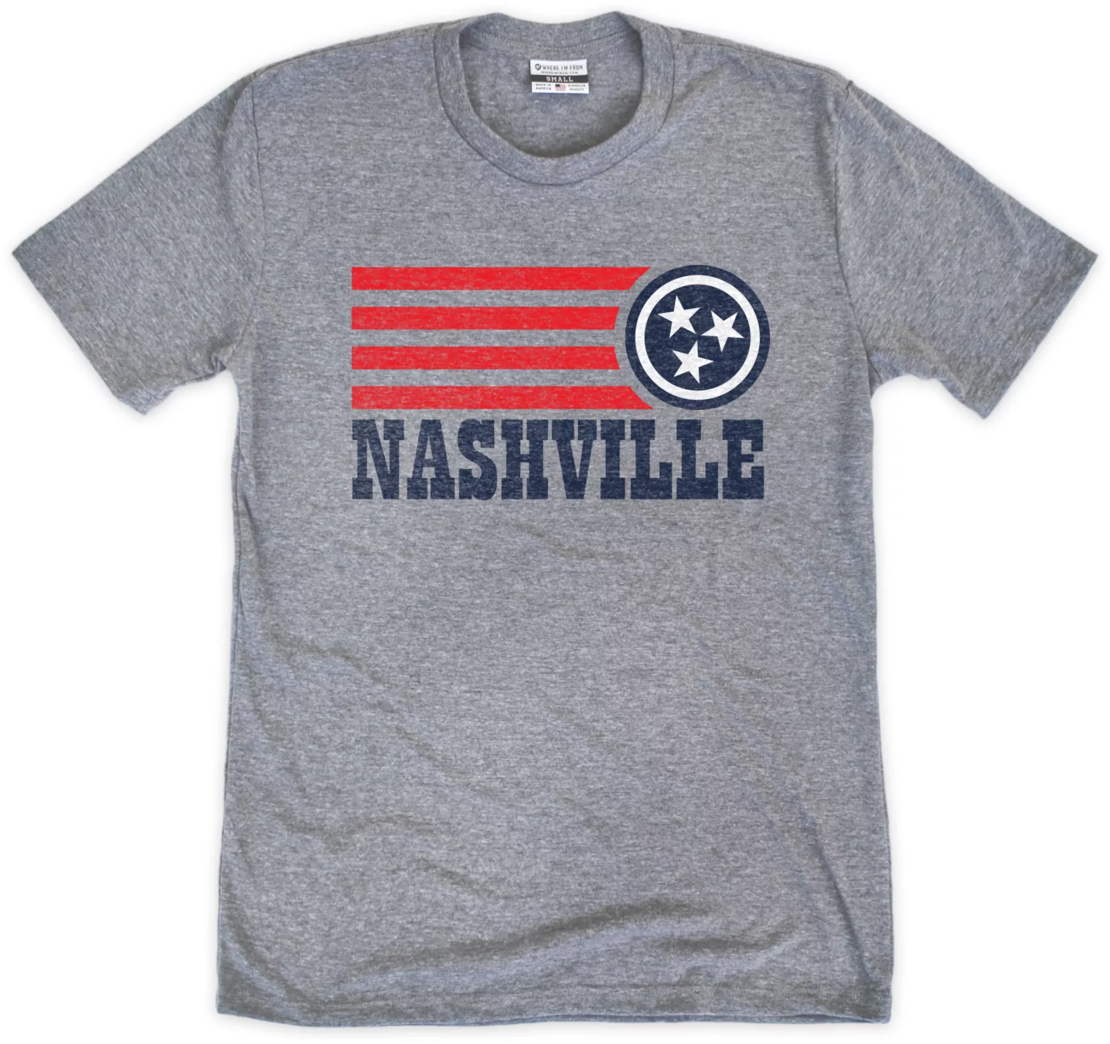 Where I'm From Adult Nashville Gray Badge T-Shirt 1 Where I'm From Adult Nashville Gray Badge T-Shirt