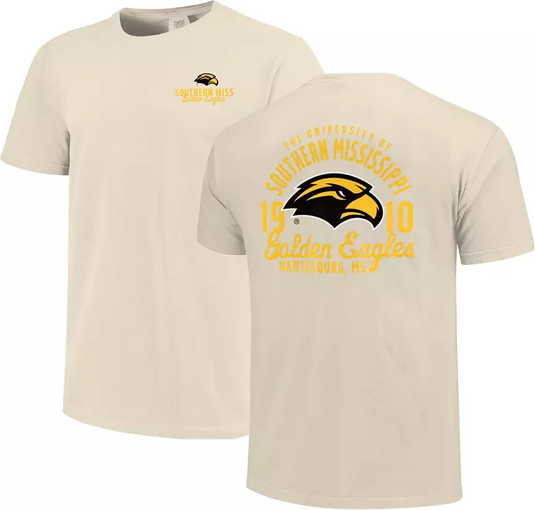 Image One Men's Southern Miss Golden Eagles Ivory Mascot Overlay T-Shirt