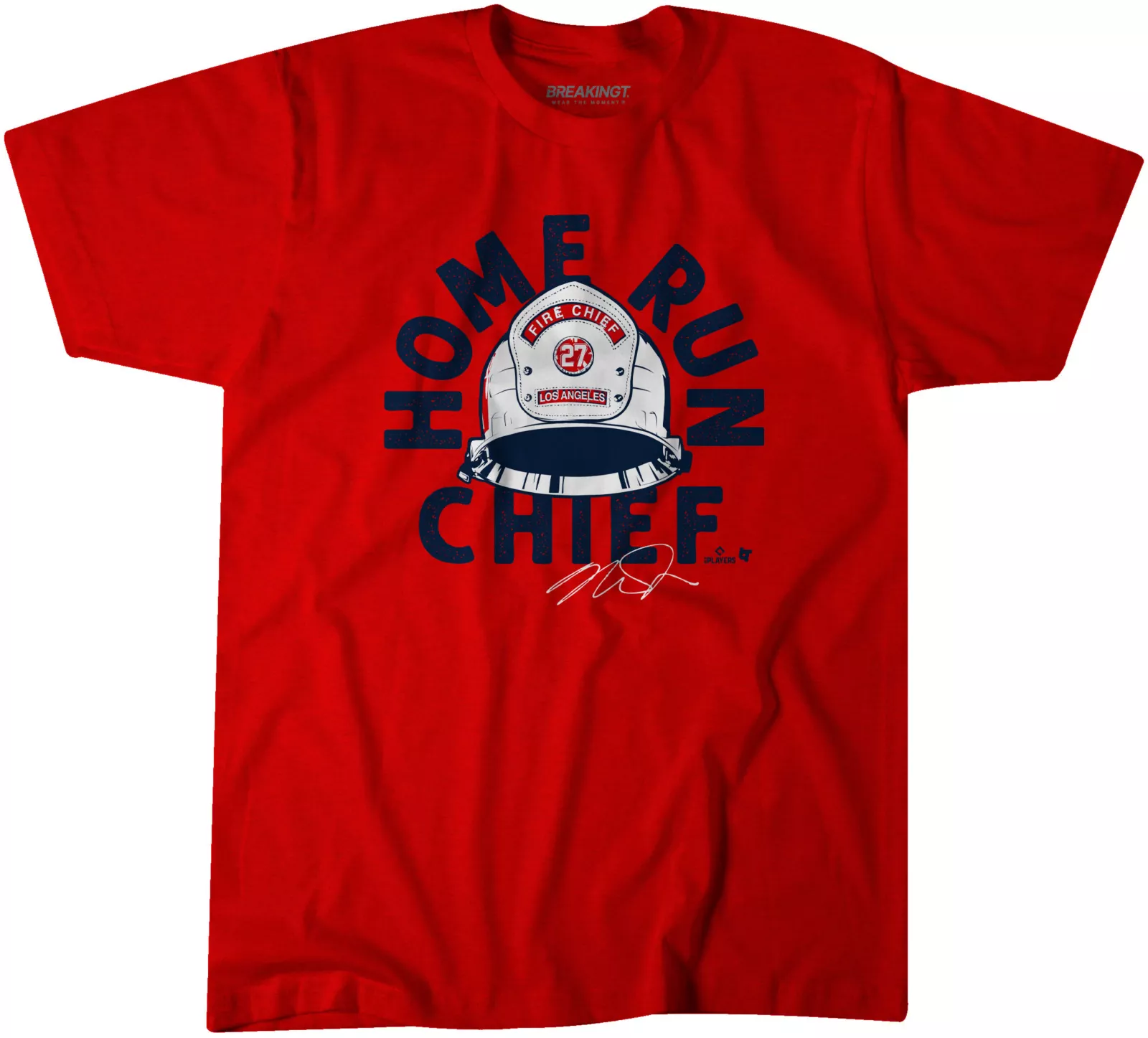 BreakingT Adult Los Angeles Mike Trout Home Run Chief Red T-Shirt