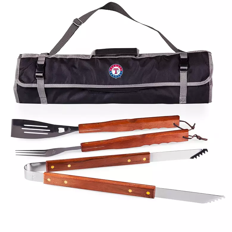 Picnic Time Texas Rangers 3-Piece BBQ Grill Set and Tote 3 Picnic Time Texas Rangers 3-Piece BBQ Grill Set and Tote