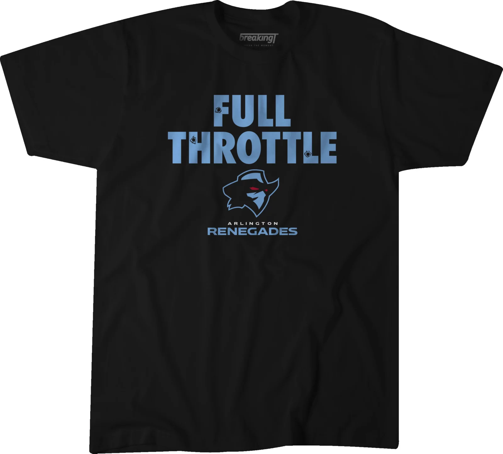BreakingT Men's UFL Arlington Renegades Full Throttle Black T-Shirt 1 BreakingT Men's UFL Arlington Renegades Full Throttle Black T-Shirt