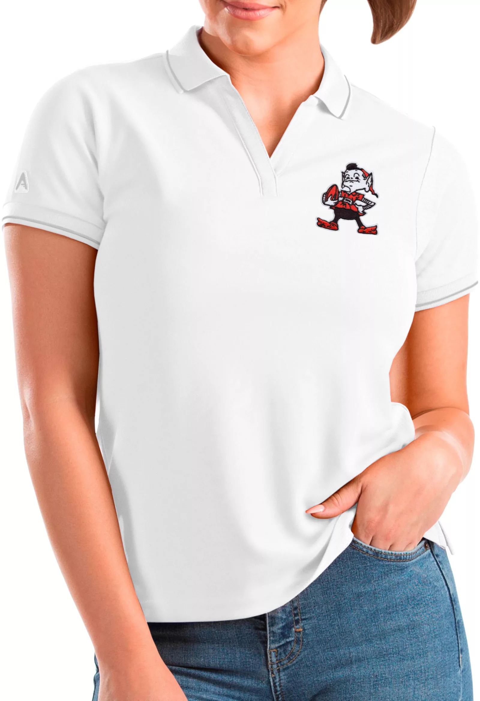 Antigua Men's Cleveland Browns White Tribute 1/4-Zip Polo 1 Antigua Men's Cleveland Browns White Tribute 1/4-Zip Polo