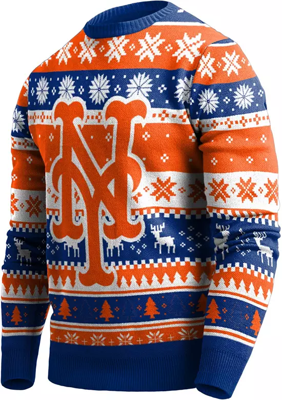 FOCO Men's New York Mets Blue Ugly Knit Sweater
