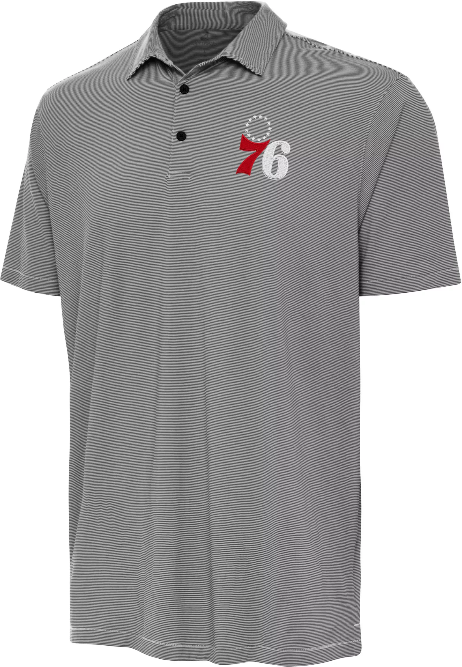 Antigua Men's Philadelphia 76ers Black Twine Polo 1 Antigua Men's Philadelphia 76ers Black Twine Polo
