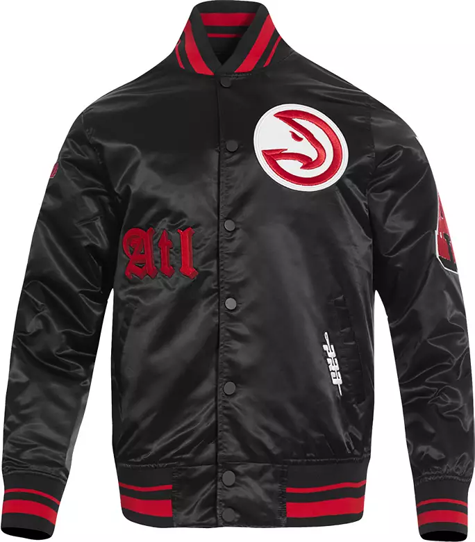 Pro Standard Men's Atlanta Hawks Black Old English Ribbed Satin Jacket