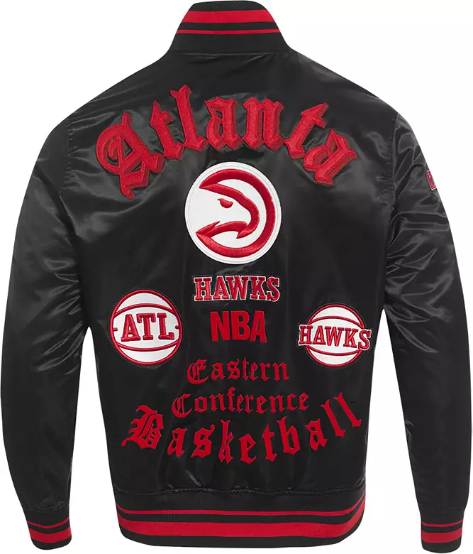 Pro Standard Men's Atlanta Hawks Black Old English Ribbed Satin Jacket
