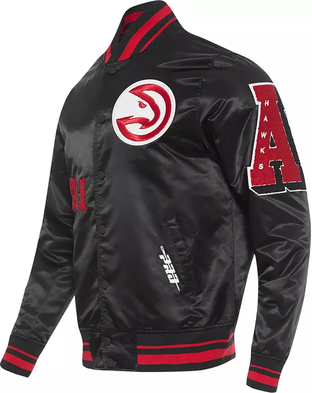 Pro Standard Men's Atlanta Hawks Black Old English Ribbed Satin Jacket