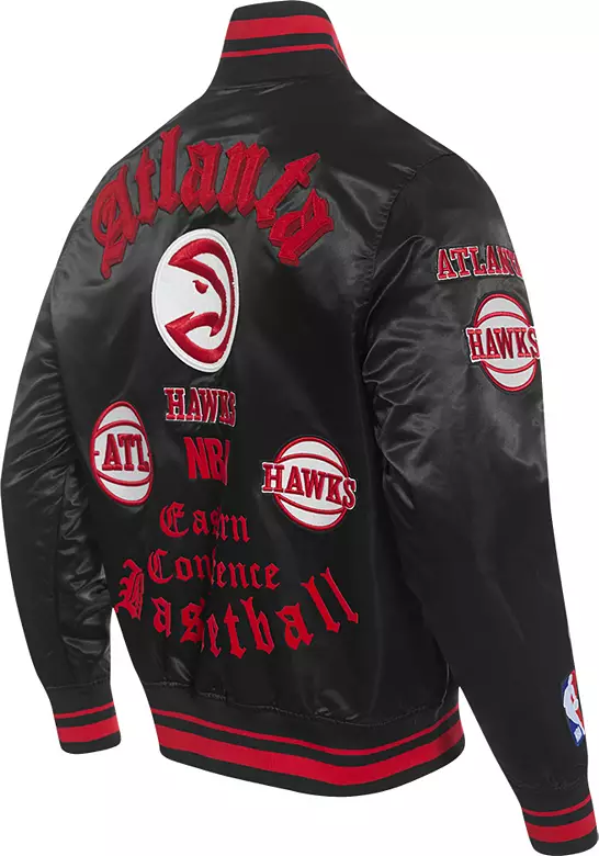 Pro Standard Men's Atlanta Hawks Black Old English Ribbed Satin Jacket