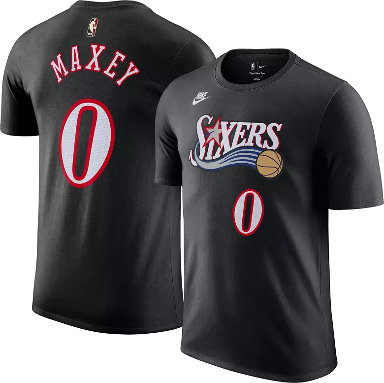 Nike Adult Philadelphia 76ers Tyrese Maxey #0 Black Hardwood Classics T-Shirt