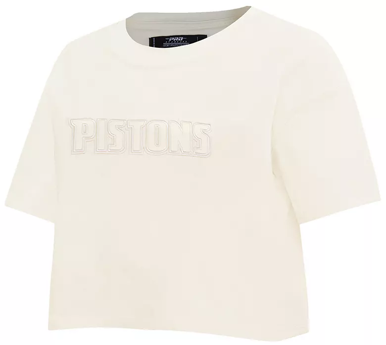 Pro Standard Women's Detroit Pistons Off-White Neutral Boxy Cropped T-Shirt