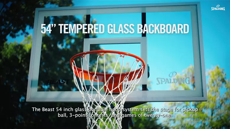 Spalding The Beast 54" Tempered Glass Portable Basketball Hoop